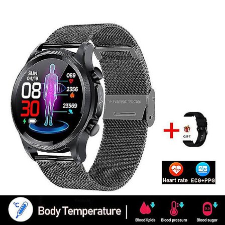 2022 Blodsocker Smart Watch Ecg+ppg Monitoring Blodtryck Kroppstemperatur Smartwatch Herr Ip68 Vattentät Fitness Tracker - Smart Watches
