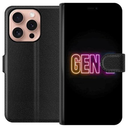Kompatibelt Lommeboketui til Apple Apple iPhone 16 Pro Neontext Gen Z i fargerikt lys mot mørk bakgrunn i moderne digital stil