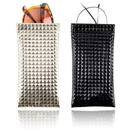 2 Fashion Brilleetui Blødt, PU Læder Solbriller Læsebriller Etui med Trykknap Briller