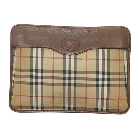 Burberry Vintage Pre-owned Haymarket Check Canvas Clutch Väska brun, Dam Vintage Väskor, Dam, Storlek: ONE SIZE