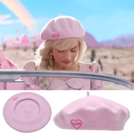 Barbie Filmen Rosa Beanie Beret Mössa Kvinnor Mode Konst Mössa Cosplay