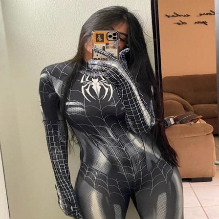 Superhjälte Cosplay Kostym För Spindelkvinnor Halloween Jul Åtsittande 3D Bodysuit B med mask-FF- B med mask