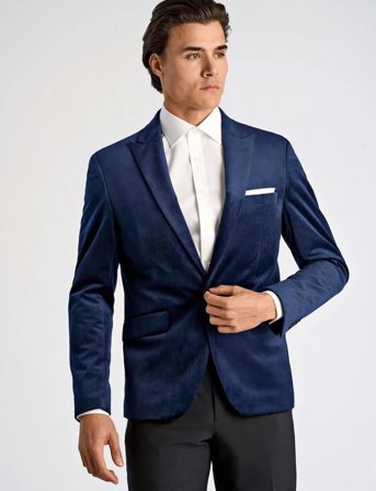 Lindbergh Velvet Blazer - Navy - 56