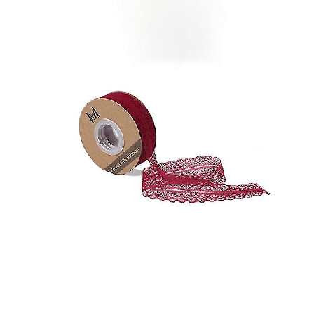 45 metriä kuvioitua pitsinauharullaa, kukkakuvioinen pitsikoriste, nauhakangas, koristelu (viininpunainen) Hao (LGL)