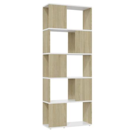 Vidaxl Bokhylla Rumsavdelare Vit Och Sonoma-ek 60x24x155 Cm Vit