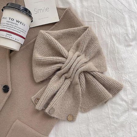 Liten skjerf kort dame høst og vinter kryss strikket skjerf koreansk stil farge matchende skjerf