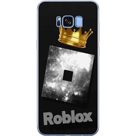 Kompatibel Mobilcover til Samsung Samsung Galaxy S8 Minimalistisk sort og sølvfarvet Roblox-symbol med gylden krone og luksuriøs gamer-æstetik på