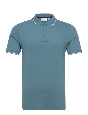Stretch Pique Tipping Slim Polo Polos Short-sleeved Blå Calvin Klein