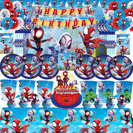 Spider-Man and His Amazing Friends Party Decorations Paper Plates Tablecloth Spider-Man Theme Baby Shower Balloons Kids Gifts
