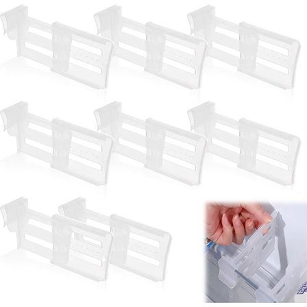 Jääkaappijakajat - 8 kpl Laatikonjärjestäjä Järjestelmä Sivuovi Mausteiden säilytys Hyllynjakajat Clip-On Säiliönjakajat Retractable_yu:lle