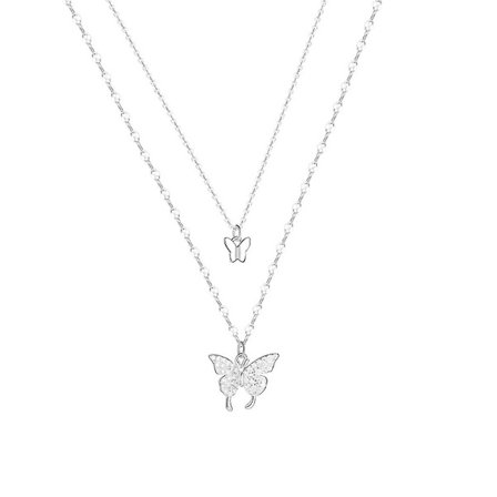 (vitguld)s925 Sterling Silver Butterfly Halsband