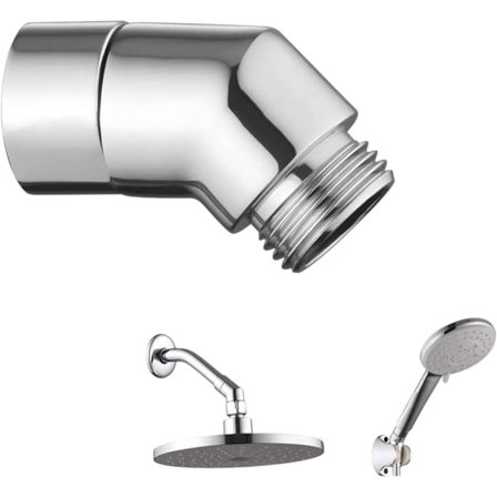 ING Hånddusjadapter 135 Graders Justerbar, Dusjhode Vinkelstykke for Hånddusj, Sølv, 1 Stykke