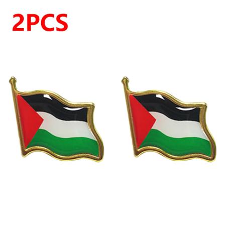 1-10Pcs Palestina Flag Badge Palestinska Flaggmärke Rostfritt Stål Palestinska Flagg Lapel Badge Ryggsäck I Sidor Luxemi 2 PCS