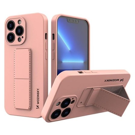 Wozinsky Kickstand-etui iPhone 13 mini silikonetui med stativ rosa