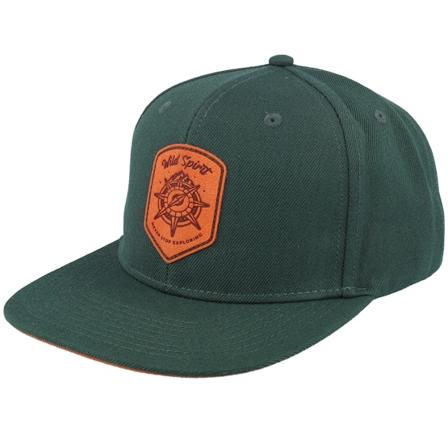 Wild Spirit - Compass Shield Orange Patch Dark Green/Rust Adjustable Snapback Green Cap - @ Hatstore