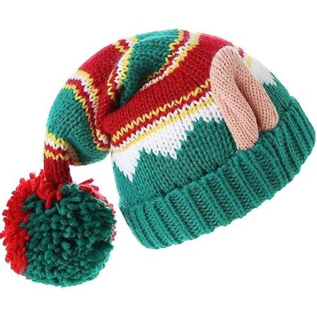 Höst och vinter stickning älva öron ull mössa rand jul mössa kreativ jul mössa elegant stickning varm hålla kul nyårshelg fest