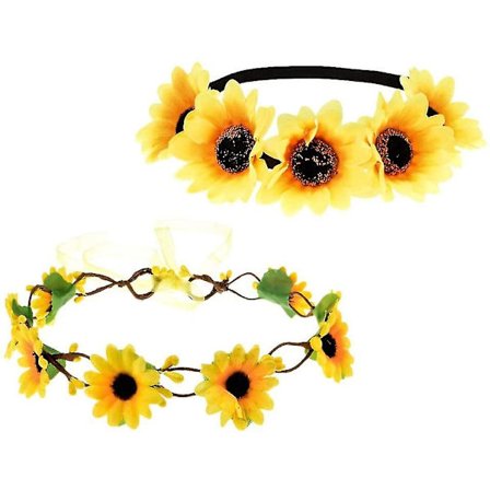 2 stk Solsikke Hodebånd Solsikke Hårkrans Stretch Blomster Blomster Hodeplagg
