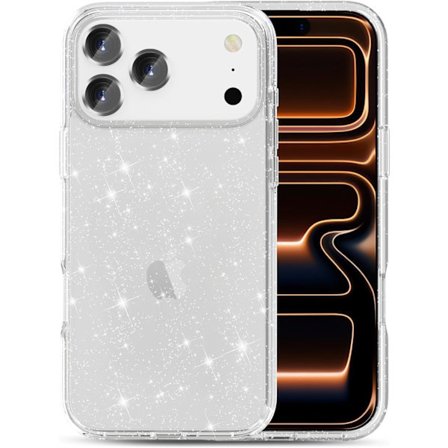 Telefoncover Kompatibelt med iPhone 17 Pro Max, Glitter Cover Klar Glitrende Beskyttende Bumper Sødt Cover til Piger Kvinder