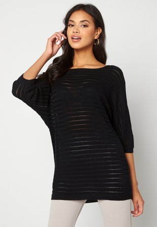 VERO MODA Yoyo 3/4 Boat Neck Blouse Black Klær