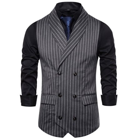 Miesten Liivit Raidollinen Ruutuinen Puku Liivi Miesten Rento Kaksoisrintainen Gilet