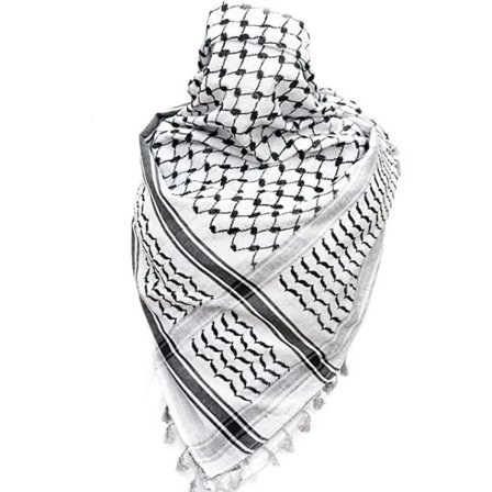 Palestinasjal, Keffiyeh, Arafat Hatta, upphöjd med tofsar, Shemagh Keffiyeh arabiskt hundtandsmönster