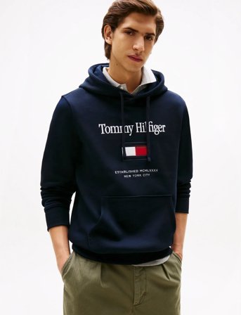 Tommy Hilfiger Tommy Embro Flag Hoodie - Navy - XL