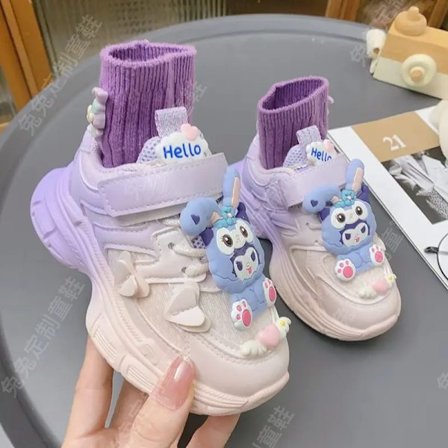 Anime Kawaii Sanrios My Melody Cinnamoroll Kuromi Barn Sneakers Tecknad Söt Luminous Daddy Skor Tjej Sammet Löparskor Present