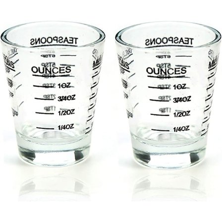 Shotglas Målebæger Rundt Flydende Kraftigt Glas Espresso Shotglas 1 OZ 4 Funktioner (2-pak - Sort 30 ml)