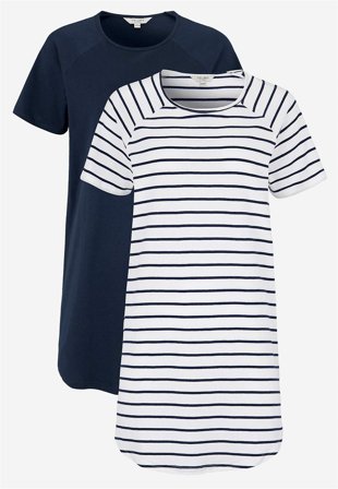 Cellbes of Sweden - Tunika i ekologisk bomull Alex 2-pack - marin / randig + marin - för damer - 34/36