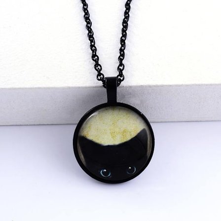 Sort Halskæde - Kighulsort Halskæde Vedhæng - Sødt Sort Halskæde Smykke, (1stk, sort kæde)