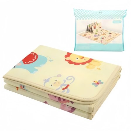 Baby lekematte, 180x100x1cm tykk sammenleggbar dobbeltsidig matte, dobbeltsidig vanntett, skumgulvmatte med kantkrypematte
