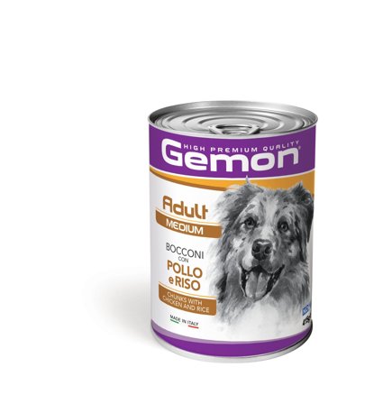 Gemon Bocconi Pollo E Riso Cibo Umido Cani Adulti Taglia Media