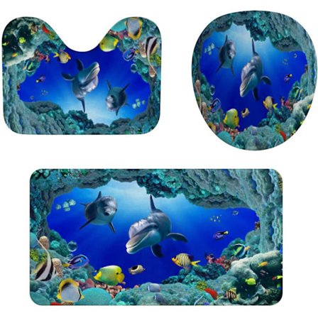 Badrumsmatta Set 3 Delar, Heilwiy Toalettmatta Set, Heilwiy 3-delad Badrum Set Badrumsmatta Set Present