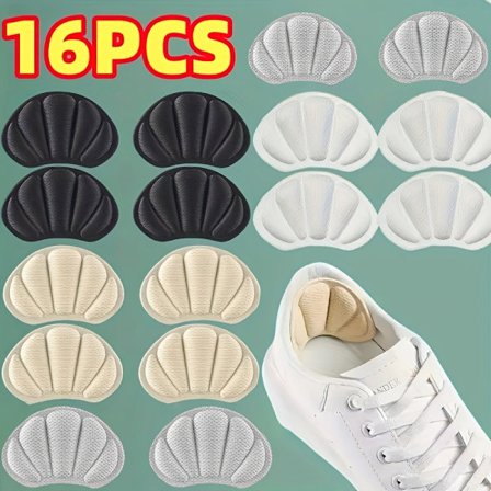16 stk Selvklebende Hælputer - Memory Foam Polstrede Innersåler, Sklisikre Støtdempende Skoinnlegg, Anti-Blister Beskyttelse [DB]