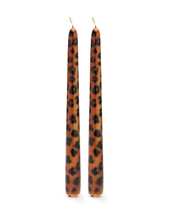 Anna + Nina Leopard Candle - Set Of 2 - Brown - ONE SIZE