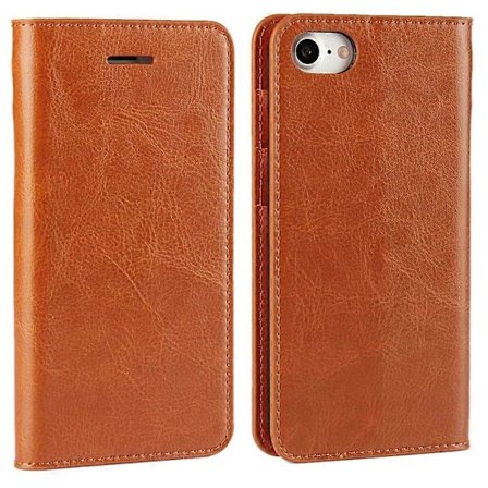 For iPhone SE (2020)/SE (2022)/8/7 4.7 tommer Oljet kant Crazy Horse Ekte Lær Festet Hard PC Innerdeksel Lommebok Stativ Flip Telefon Deksel