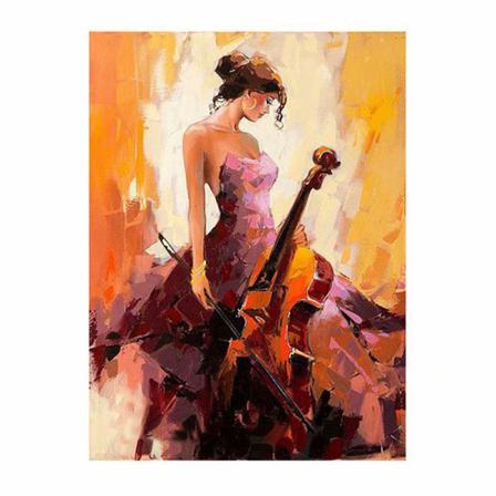 Full 5d Diy Diamond Painting Cross Stitch Violin Kvinna Rhinesto Som På Bilden 1 35x45cm