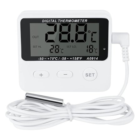 Kyl- och frystertermometer, hög- och lågtemperaturlarm, extra sensor