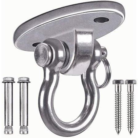 Mordely 304 Stainless Steel Heavy Duty Ceiling Hook, Hanging Hooks, 4 Fixing Screws For Concrete Wood Sets, Yoga, Hammock, Hanging Chair