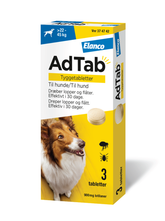 AdTab 900 mg tyggetabletter til hund, 3 stk.