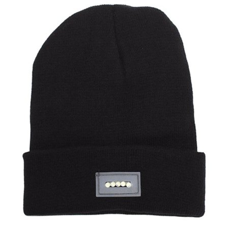 Mössa med LED Lampa - Svart