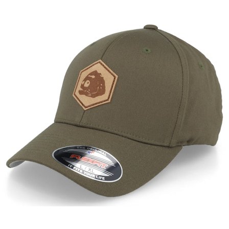 Skillfish - Grønn flexfit Caps - Piranha Skull Hex Patch Olive Flexfit @ Hatstore
