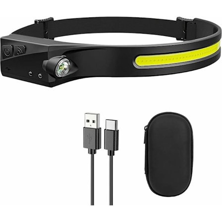 Ladeskjorte med LED-lys, vanntett, bevegelsessensor, 230° 5 lysmoduser og USB-kabel for barn og voksne, løping, camping, jogging