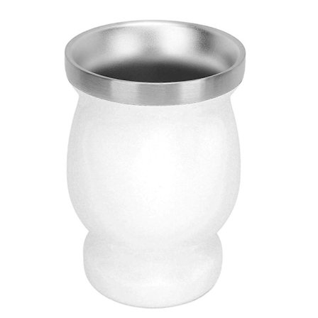 8oz Gresskar Tekopp Dobbel Vegg Rustfritt Stål Hvit 230ml