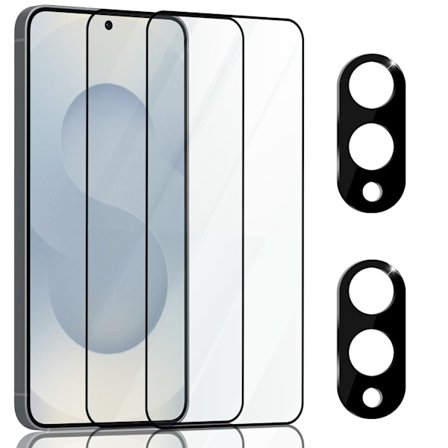 2-Pack Samsung S25 Edge Näytönsuoja & 2-Pack linssinsuoja - Karkaistu Lasi 9H - Super laatu 3D