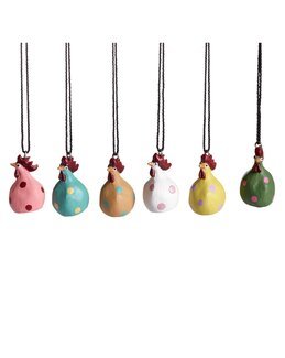 Hængende høner Poppy 6 stk. Multi