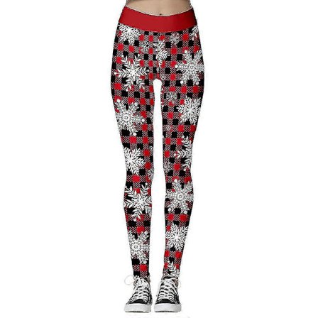 Dam Jul The Grinch Snöflinga Tryckta Högmidjade Leggings Byxor D_qcx