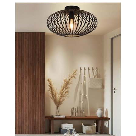 Vintage industriel metal loftlampe bur E27 til soveværelse stue café entré hall 38cm sort