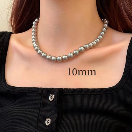 Vintage grå perlehalskæde Light Luxury Elegant Beaded Clavicu