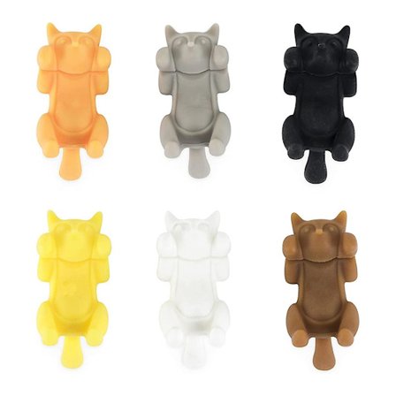 6 stk Silikon Liggende Kattformet Vinglassmarkører Koppedistinguisher Drikk Cha